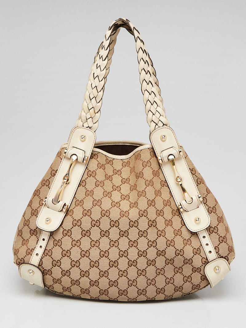 Gucci Beige White GG Canvas Pelham Small Shoulder Bag Yoogi s Closet