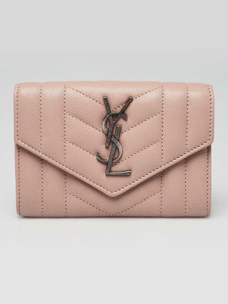 Yves Saint Laurent Beige Quilted Envelope Small Flap Wallet