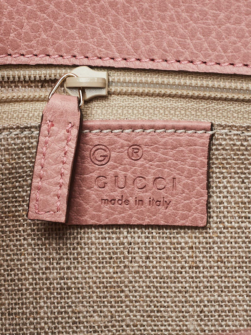 Gucci Pink Pebbled Leather Interlocking G Small Shoulder Bag - Yoogi's  Closet