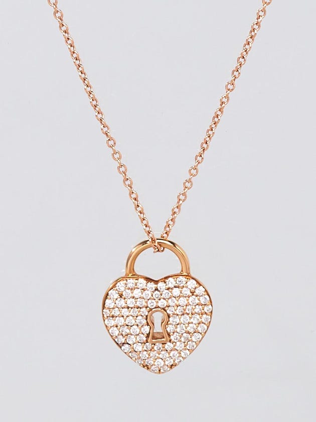 Tiffany
Co. 18k Rose Gold and Diamond Heart Lock Pendant Necklace