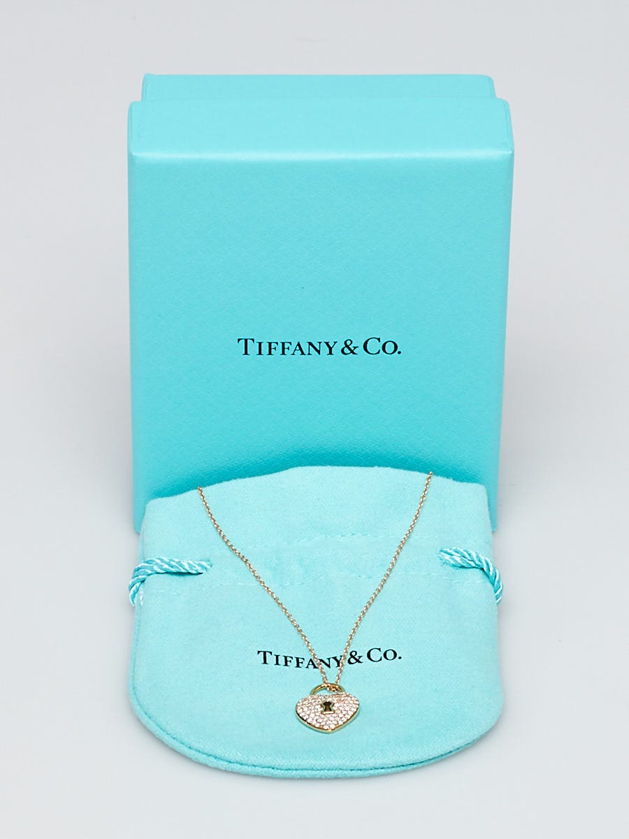 Tiffany and Co. Platinum Diamond Key and Lock Pendant For Sale at
