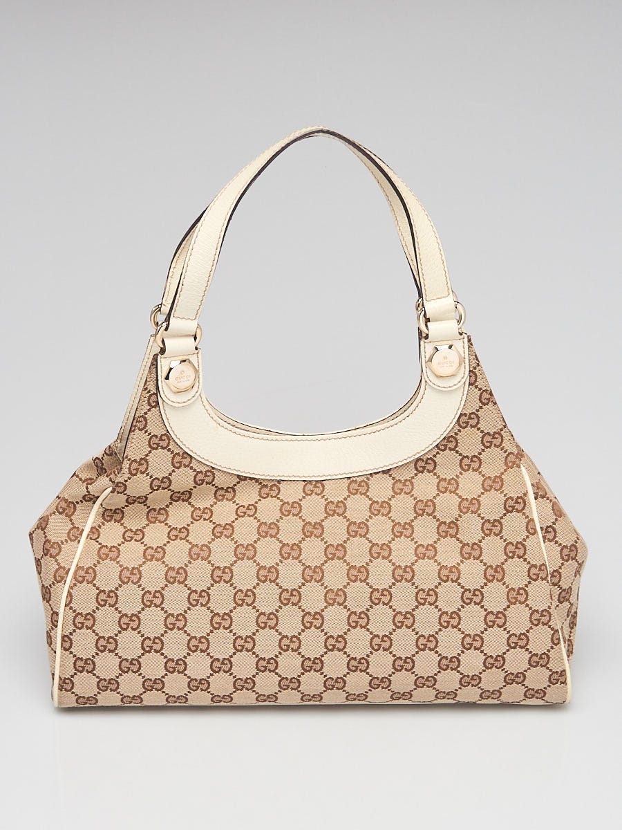 Gucci Beige/White GG Canvas and Leather Charmy Hobo Gucci