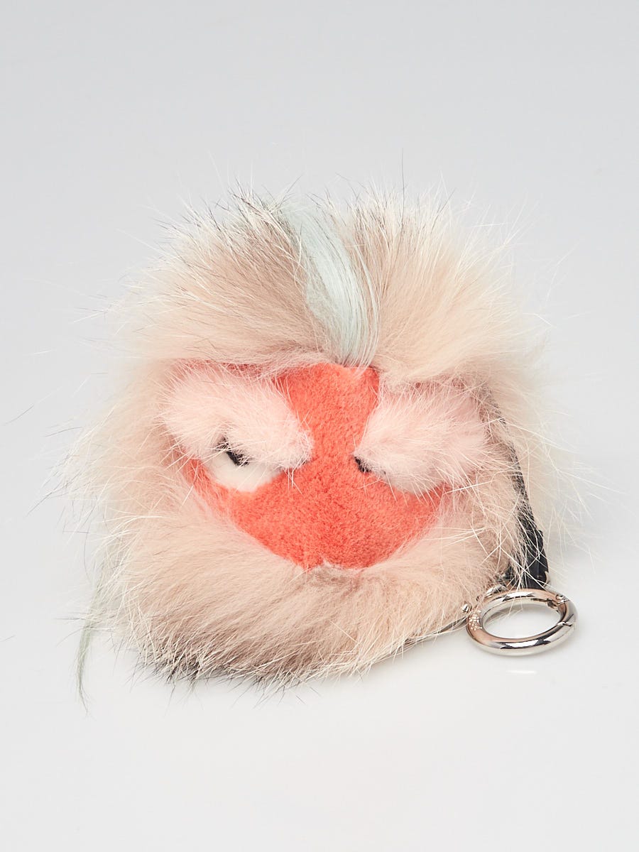 Fendi Pink and Blue Fur Furbet Bag Bug Key Chain and Bag Charm
