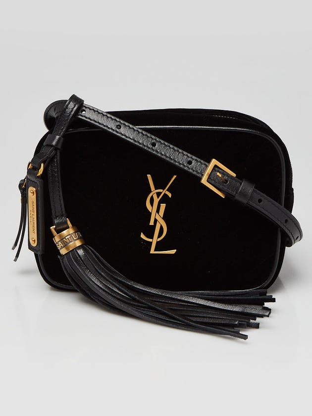 Yves Saint Laurent Black Chevron Quilted Velvet Lou Belt Bag