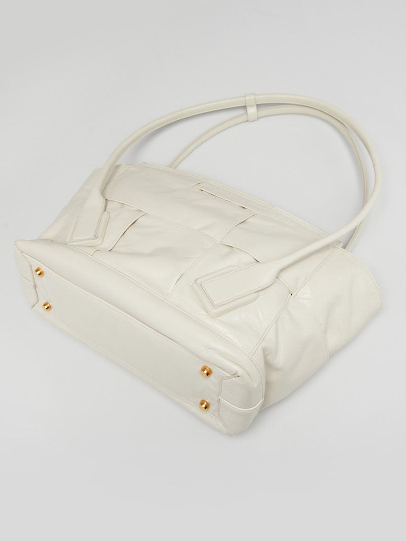Bottega Veneta White Leather Arco Slouch Tote Bag | Yoogi's