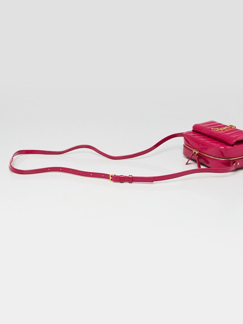 Yves Saint Laurent Pink Quilted Patent Leather Vicky Camera Bag - Yoogi's  Closet
