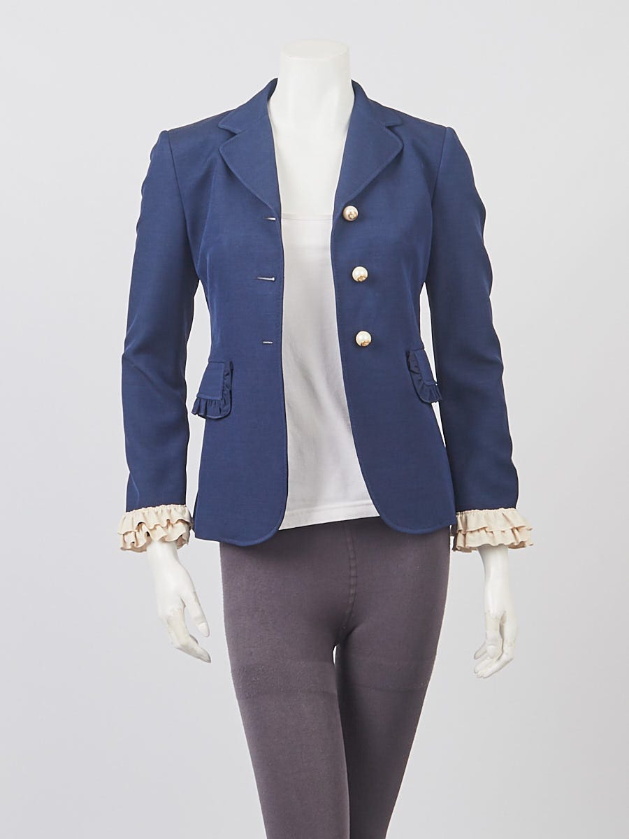 Gucci Navy Blue Silk/Wool Blazer Size 6/40