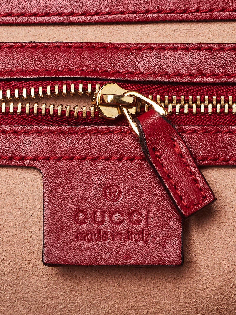 Gucci Red Smooth Calfskin Leather Nymphaea Small Top Handle Bag