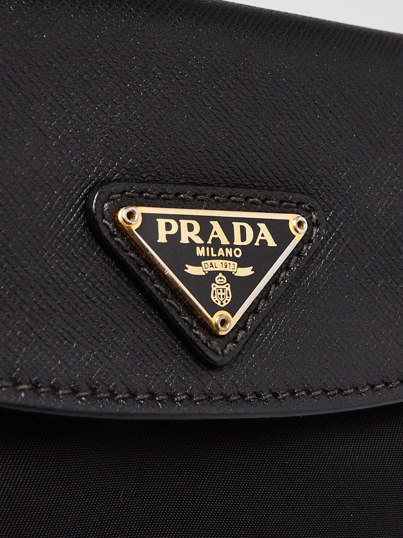 PRADA Black Wallet on Chain Tessuto Nylon and Calfskin Leather