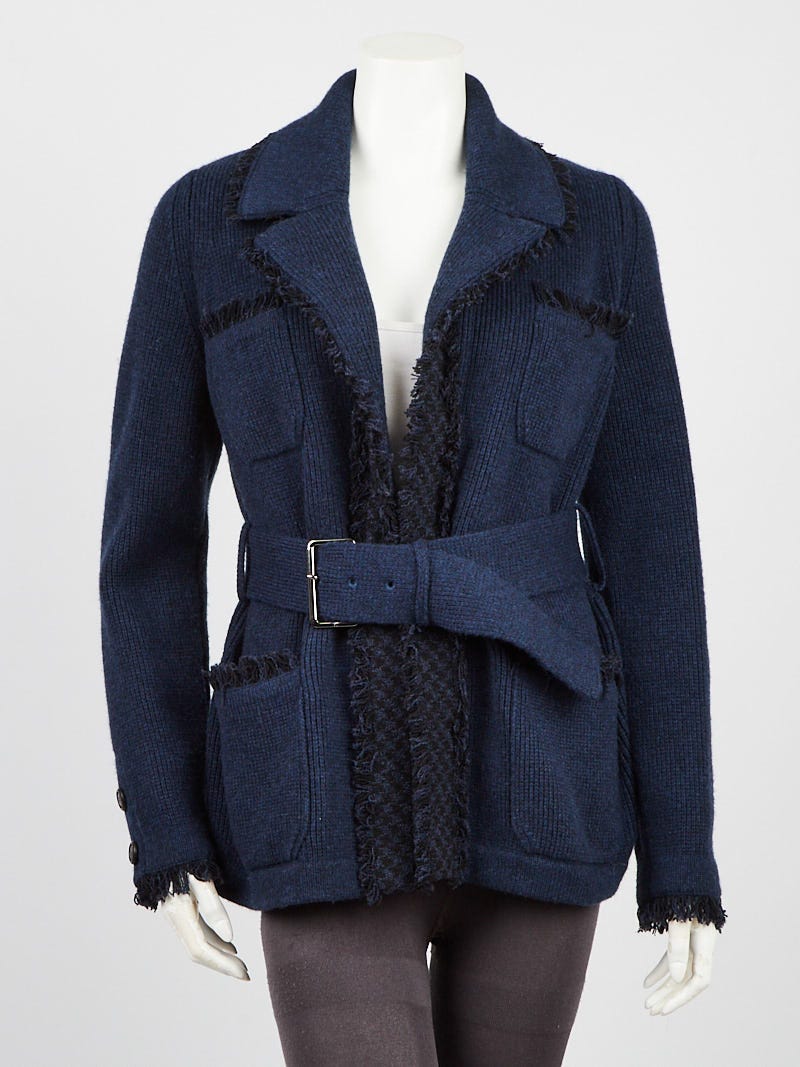 Chanel Navy Blue Cashmere Gabrielle Coco Cardigan Sweater Size 6