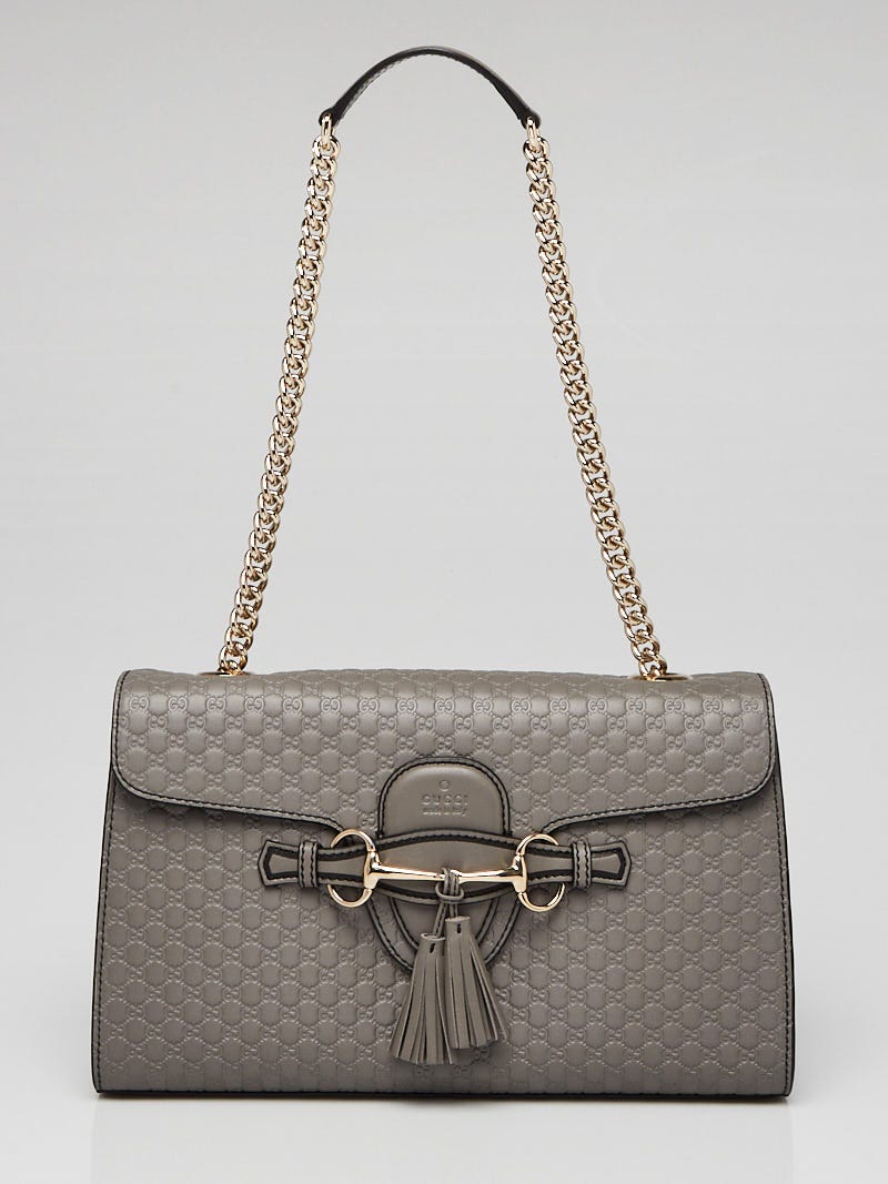 Gucci Grey Microguccissima Leather Medium Emily Chain Shoulder Bag