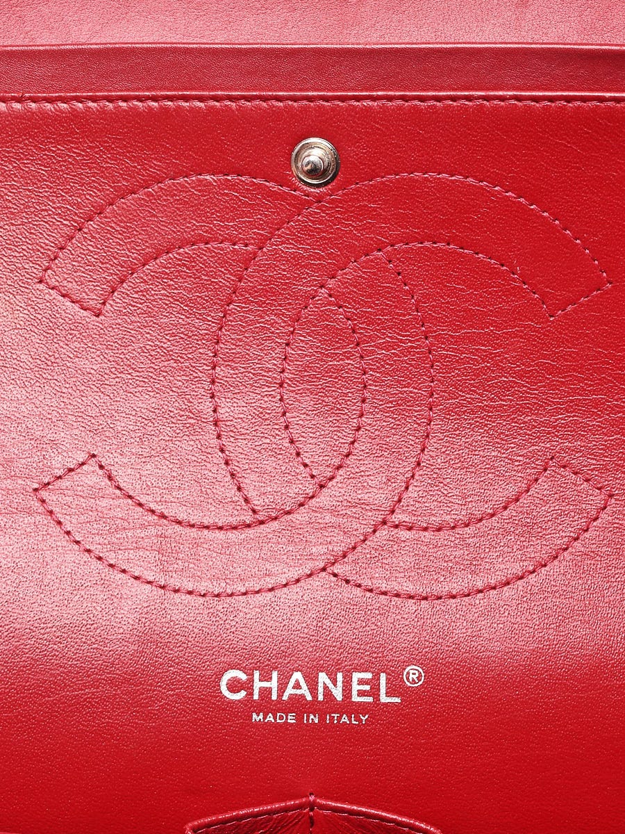 Chanel Red Quilted Patent Leather Classic Jumbo Double Flap Bag