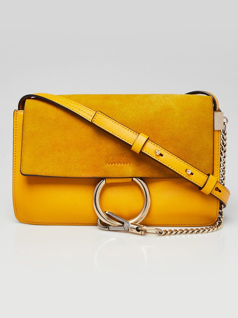 Chloe Yellow Leather and Suede Small Faye Shoulder Bag Chloe
