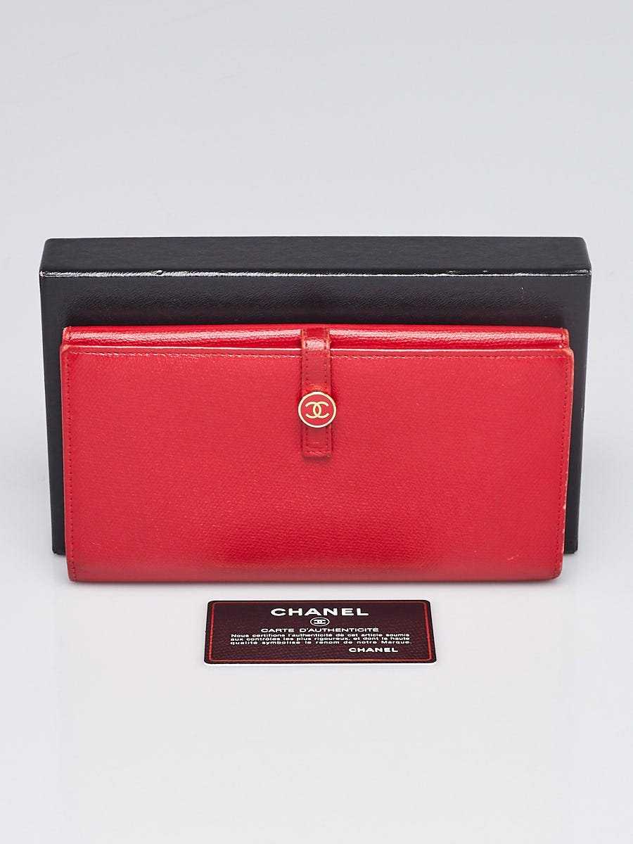Chanel Red Grained Leather L-Double Wallet
