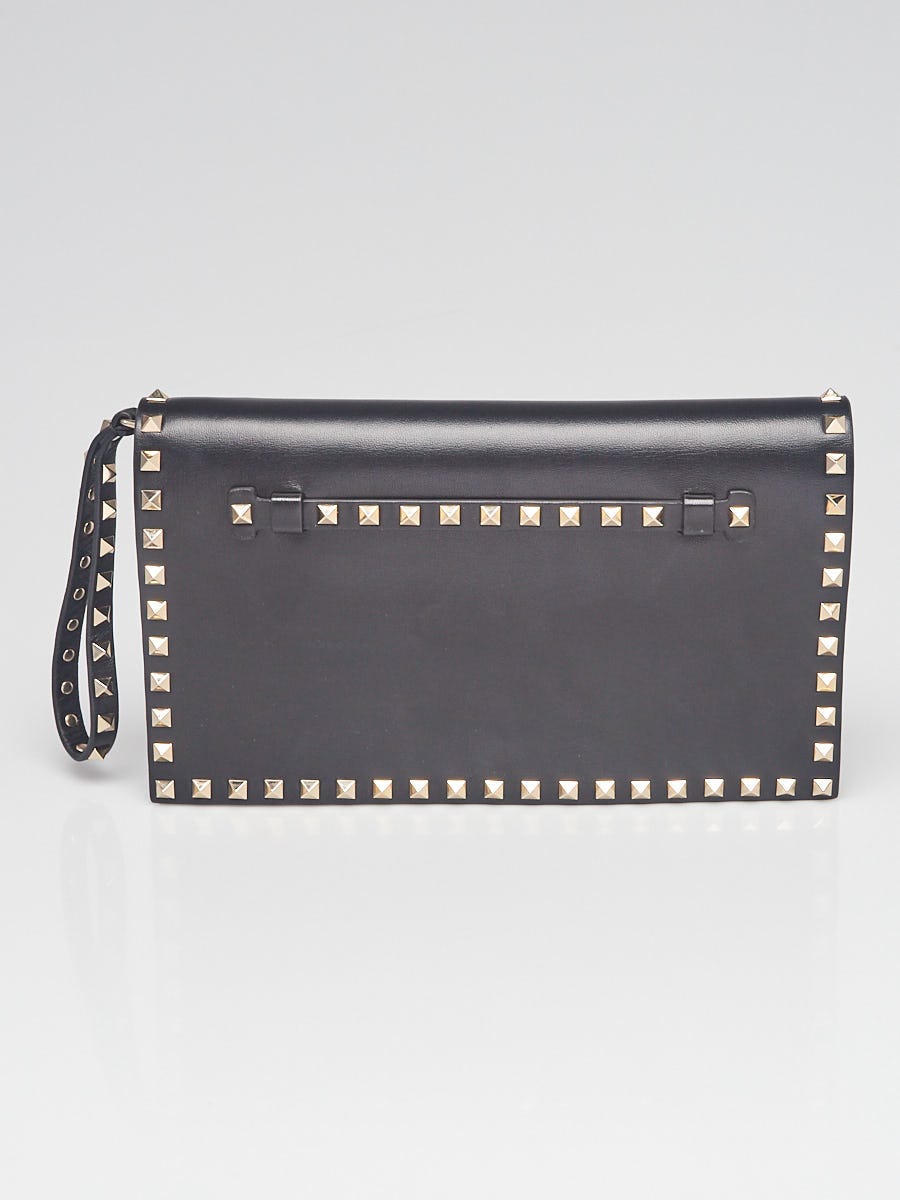 クラッチバッグ Valentino Garavani Small Clutch Auth Valentino Garavani V Logo Clutch Bag Black/Off White