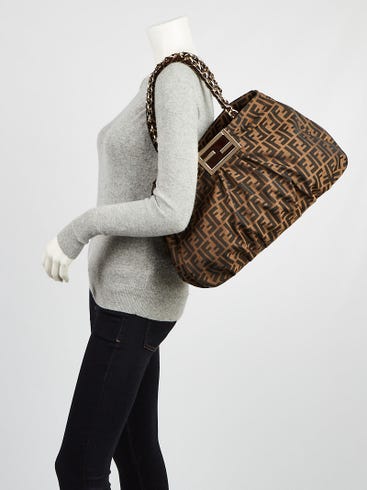 fendi tobacco zucca canvas shoulder bag Chef Large Couture Collective a top zip closure and an interior slip pocket Fendi Tobacco Zucca Chef Shoulder