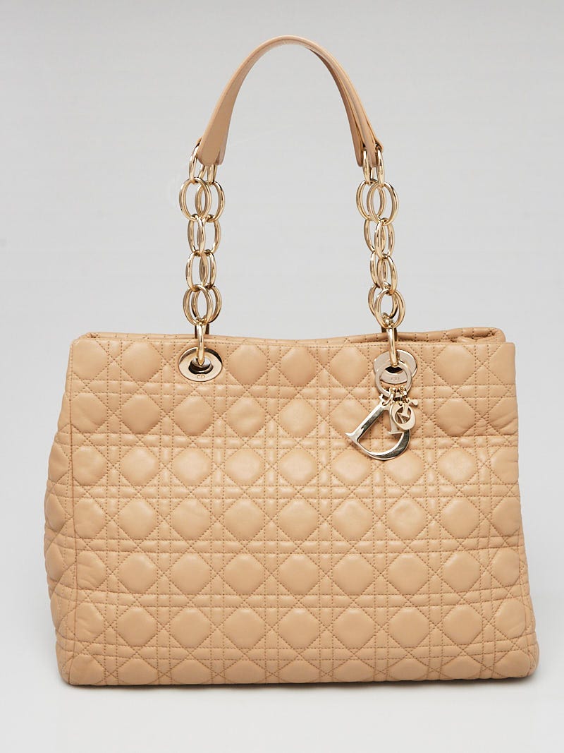Christian Dior Beige Cannage Quilted Lambskin Leather Dior Soft Shopping  Tote Bag - Yoogi's Closet