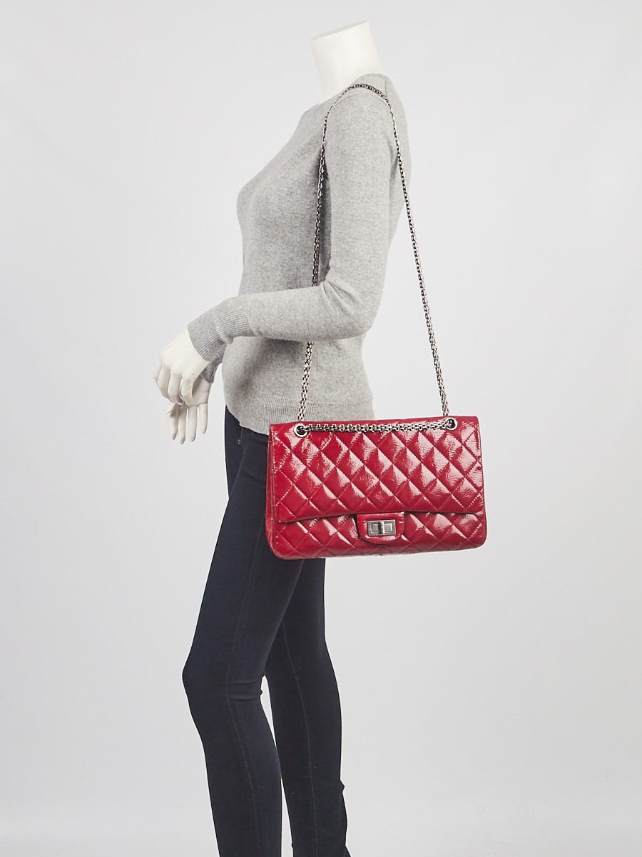 Chanel Dark Pink 2.55 Reissue Quilted Patent Leather 227 Jumbo Flap Bag