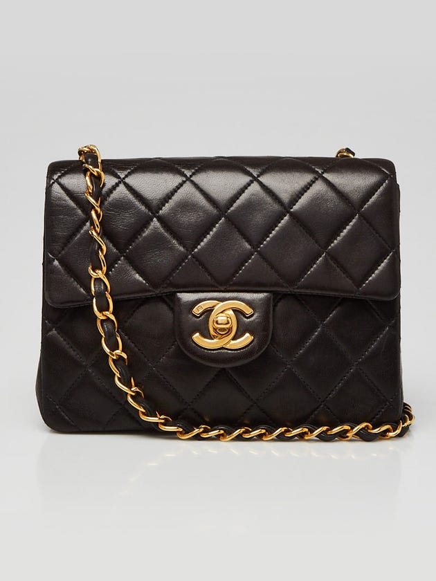 Chanel Black Quilted Lambskin Leather Classic Square Mini Flap Bag