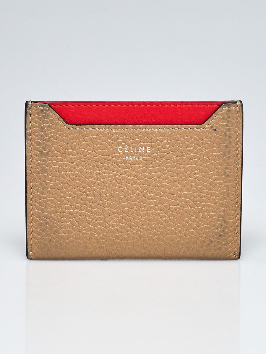 Celine Beige/Red Leather Card Holder