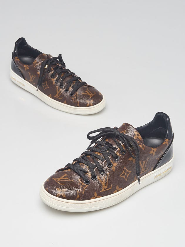 Louis Vuitton Monogram Coated Canvas Black Patent Leather Frontrow Sneakers Size 7/37.5