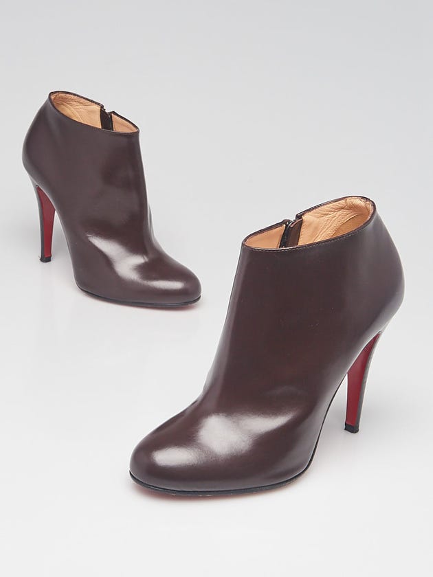 Christian Louboutin Brown Leather Bellissima 100 Ankle Booties Size 6/36.5