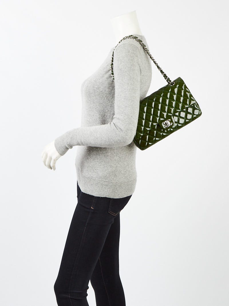 Chanel Seafoam Quilted Patent Leather Medium Classic Double Flap Bag Green  ref.632618 - Joli Closet
