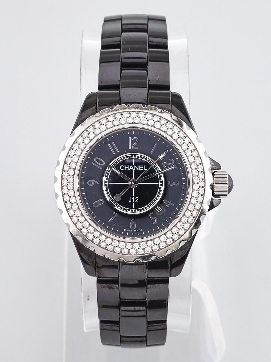 Chanel Black J12 Ceramic and Diamonds 33mm Quartz Watch - Yoogi's Closet