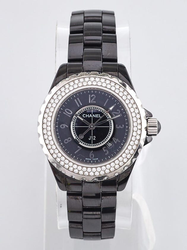 Chanel Black J12 Ceramic and Diamonds 33mm Quartz Watch