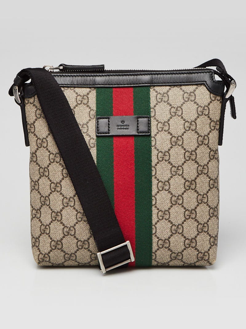 Gucci Beige/Brown GG Coated Canvas Vintage Web Flat Messenger Bag - Yoogi's  Closet