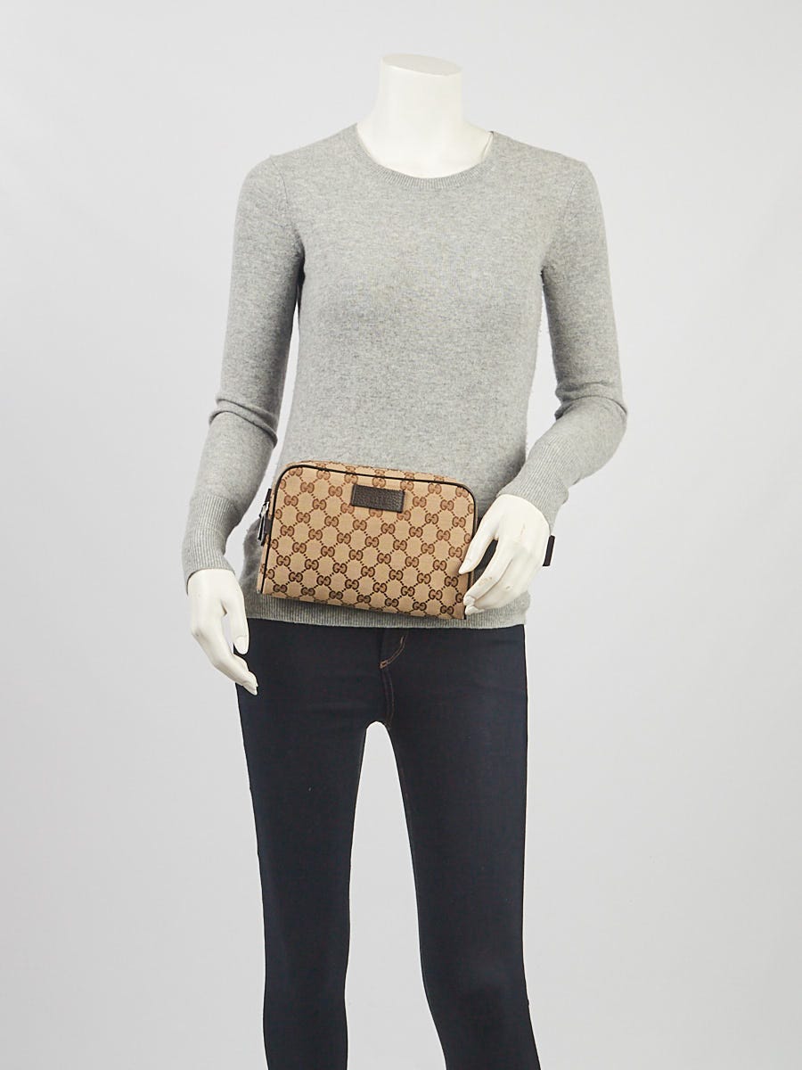 Gucci Beige/Ebony GG Canvas Web Waist Belt Bag - Yoogi's Closet