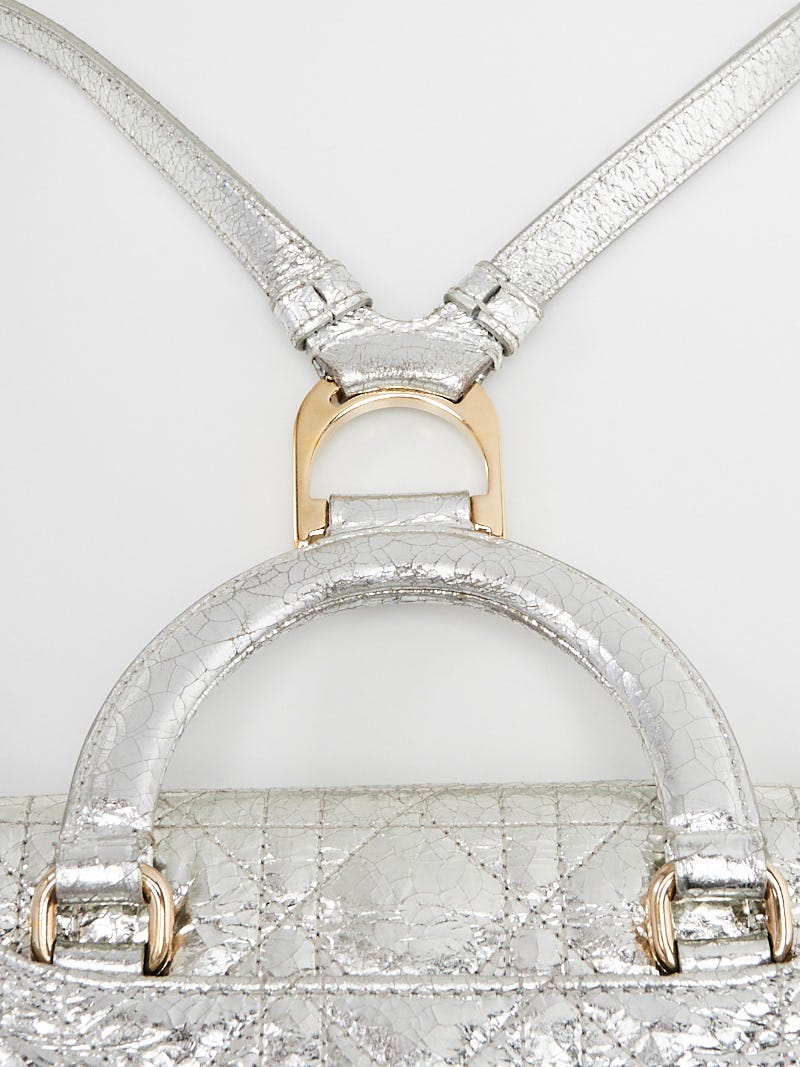 Christian Dior Silver Cannage Quilted Leather Stardust Small Backpack Bag -  Yoogi's Closet