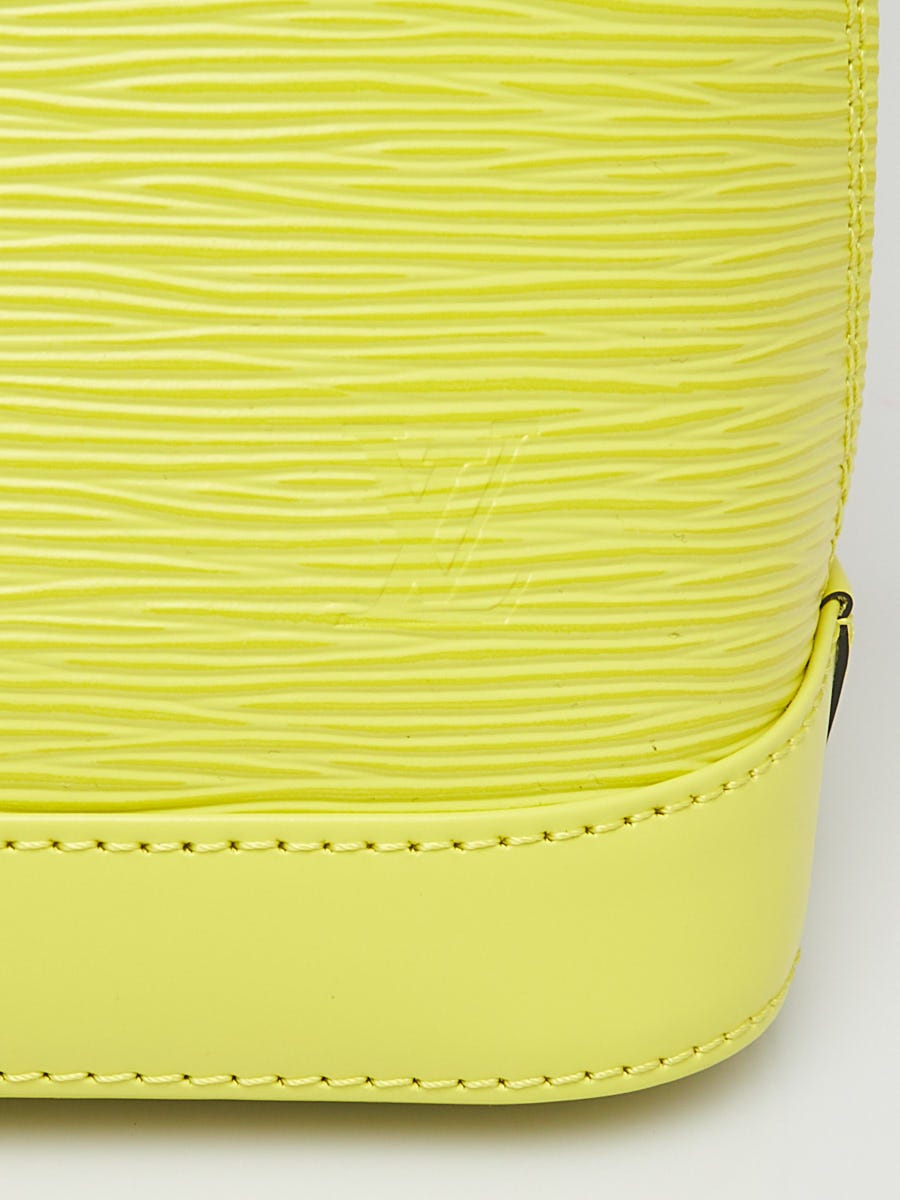 Louis Vuitton Alma Handbag Epi Leather with Logo Jacquard Strap BB Yellow