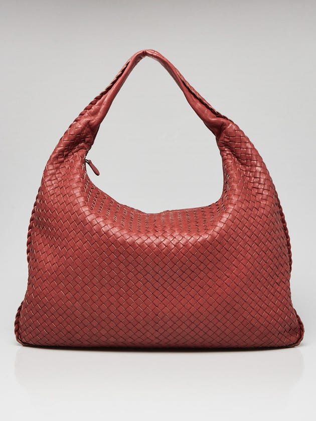 Bottega Veneta Brick Red Intrecciato Woven Nappa Leather Maxi Veneta Hobo Bag