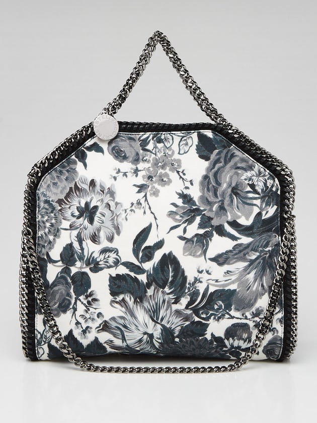 Stella McCartney Black/White Floral Print Canvas Falabella Small Tote Bag