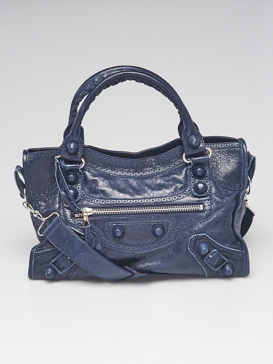 Balenciaga Marine Leather Giant Brogues Covered Motorcycle City Bag