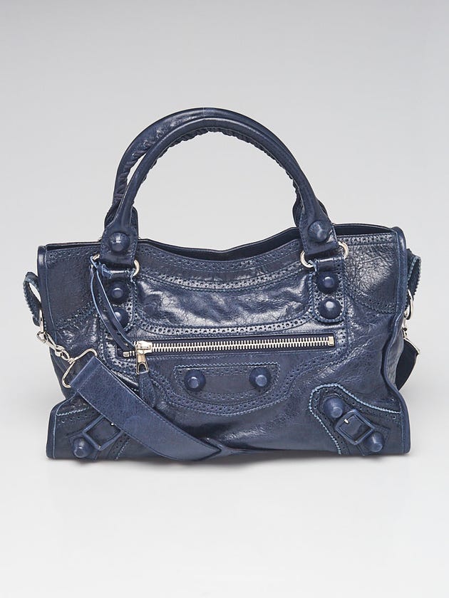 Balenciaga Marine Leather Giant Brogues Covered Motorcycle City Bag