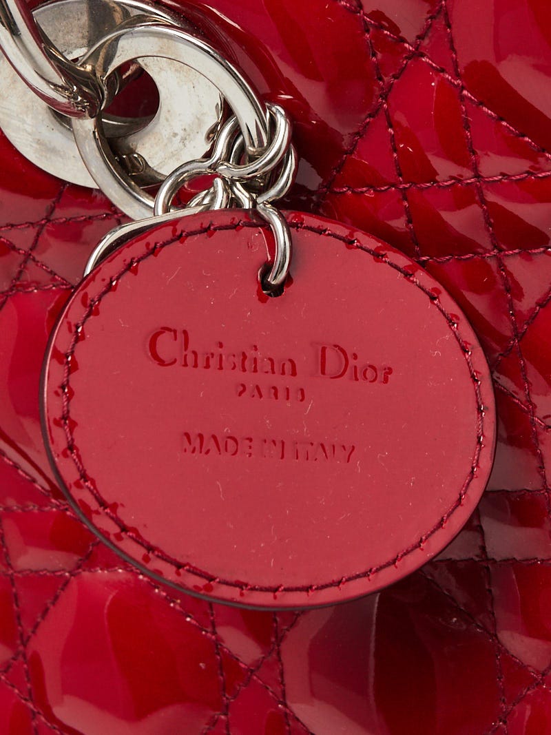 red Dior リボン Christian Dior Red Cannage Quilted Patent Leather Large Lady