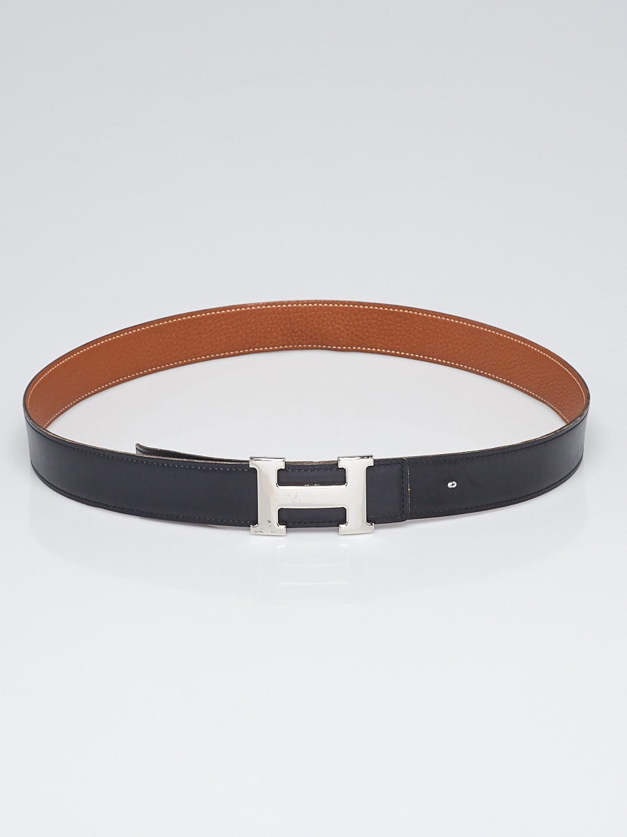 Hermes Black Box/Gold Togo Palladium Plated Constance H Belt