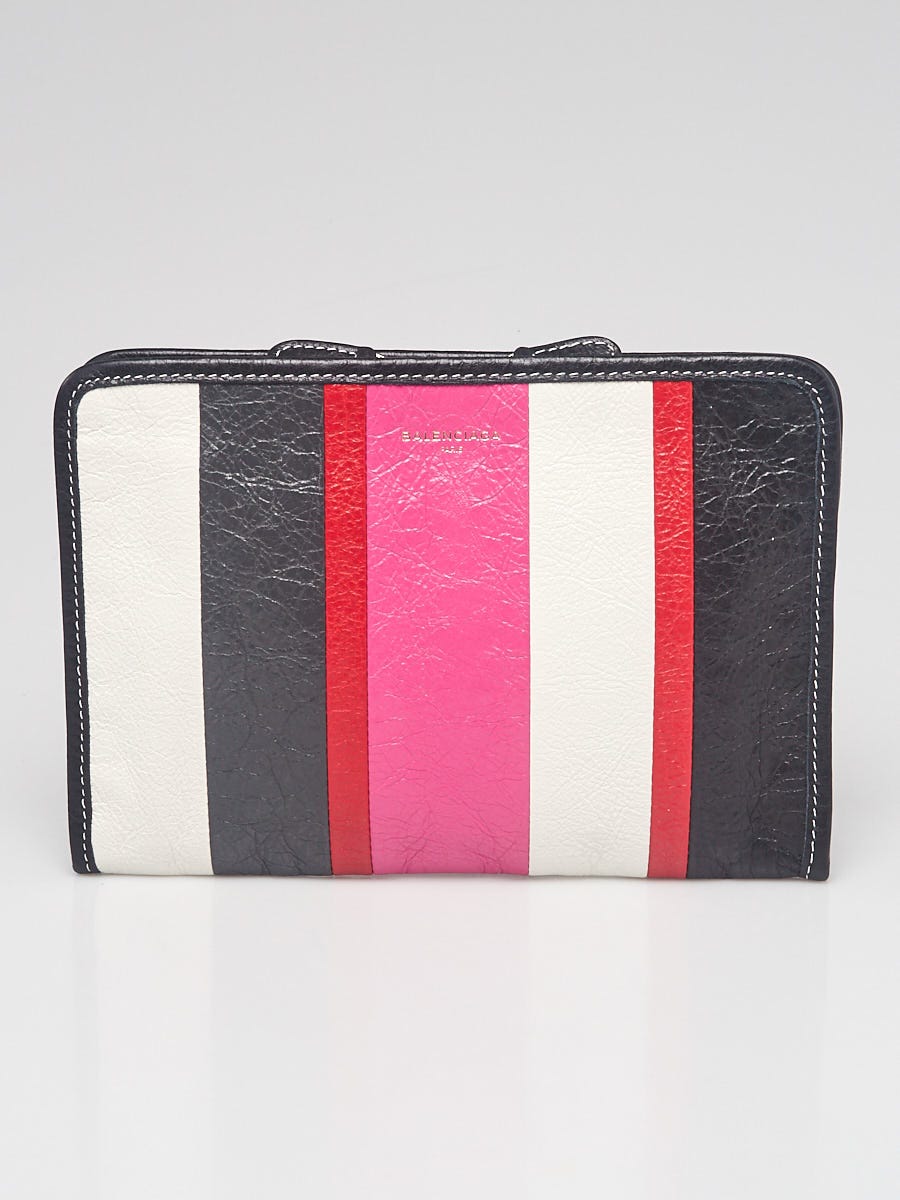 Balenciaga Multicolor Striped Calfskin Leather Bazar Pouch Clutch Bag Yoogi s Closet