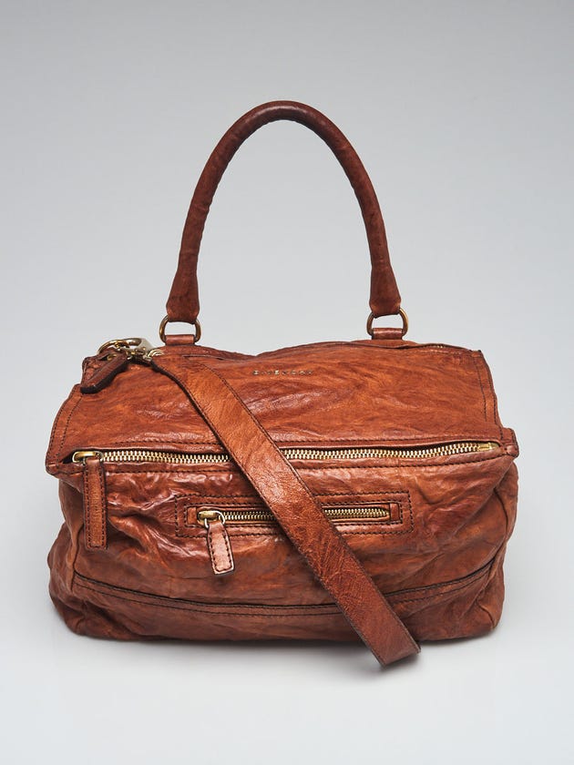 Givenchy Brown Wrinkled Sheepskin Leather Medium Pandora Bag