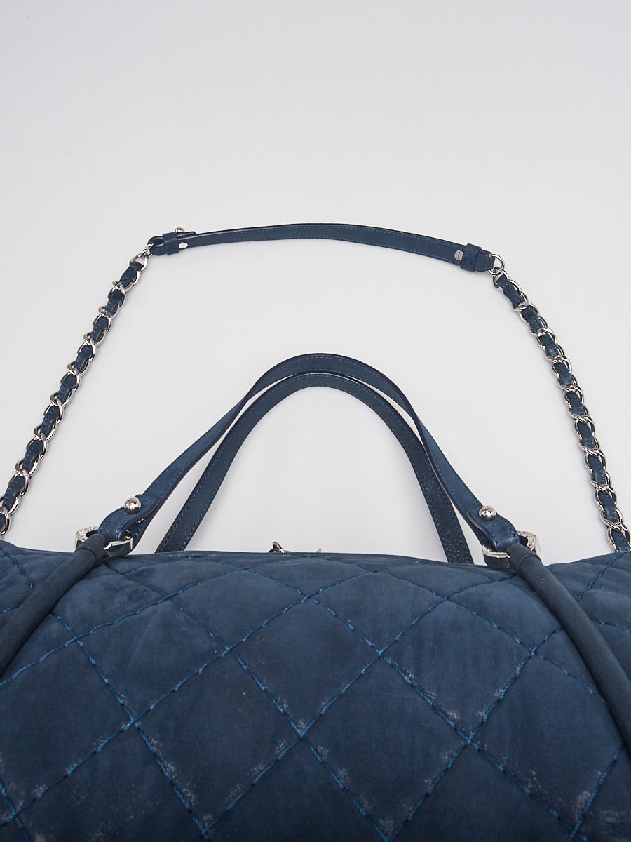 Chanel Navy Blue Quilted Iridescent Calfskin Leather Relax CC
