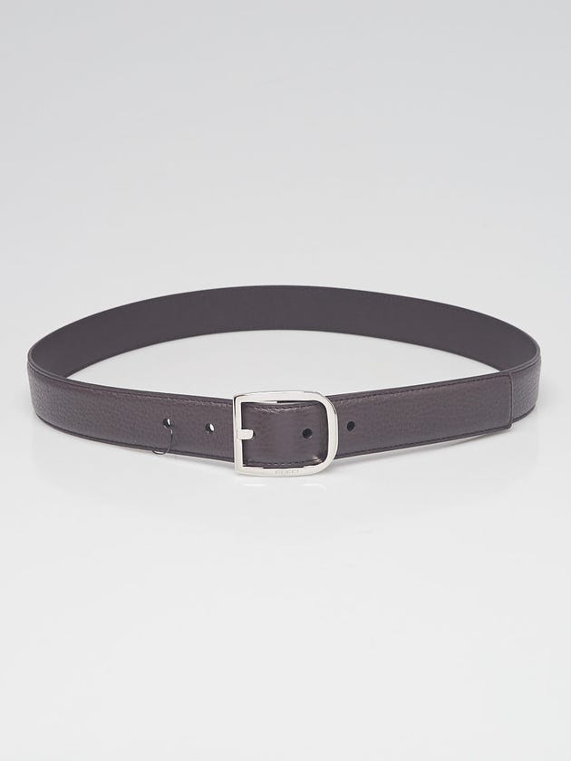 Gucci Brown Pebbled Leather Silvertone Metal Buckle Belt Size 85/34