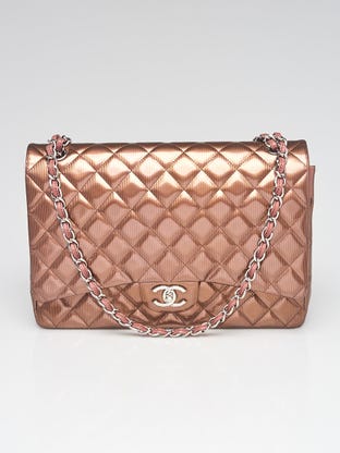 Chanel Light Pink Quilted Patent Leather Just Mademoiselle Large Bowling Bag  - Yoogi's Closet