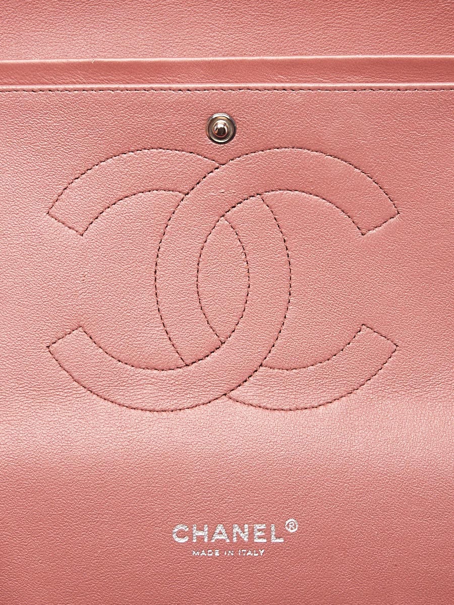 Chanel Bronze Striated Quilted Patent Leather Classic Maxi Double