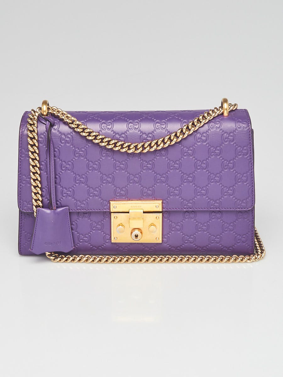 Gucci Purple Guccissima Leather Padlock Shoulder Handbag