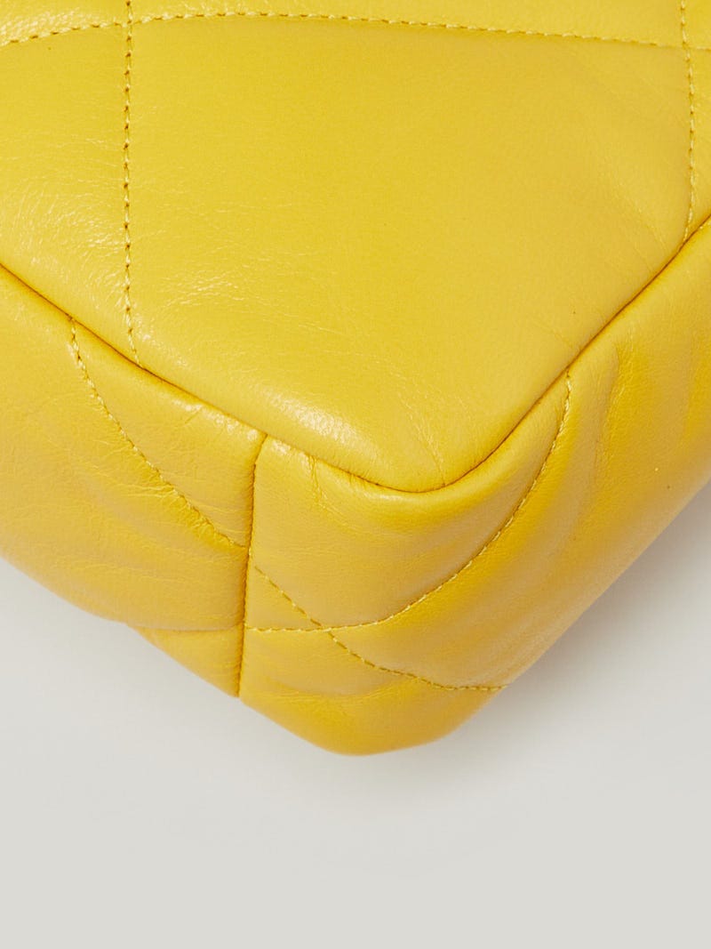 Chanel Yellow Quilted Goatskin Leather Chanel 19 Flap Bag