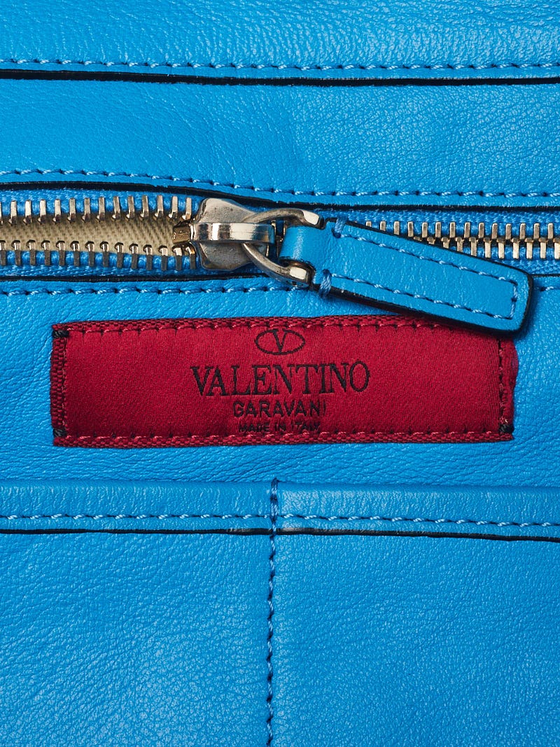 Valentino Bright Blue Smooth Leather Rockstud Mini Backpack Bag - Yoogi's  Closet