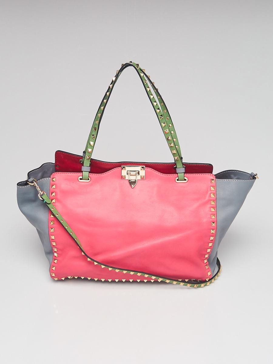 Authentic Valentino Garavani Rockstud Tote Bag In Hot Pink