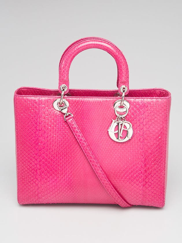 Christian Dior Dark Pink Python Large Lady Dior Bag Yoogi's Closet